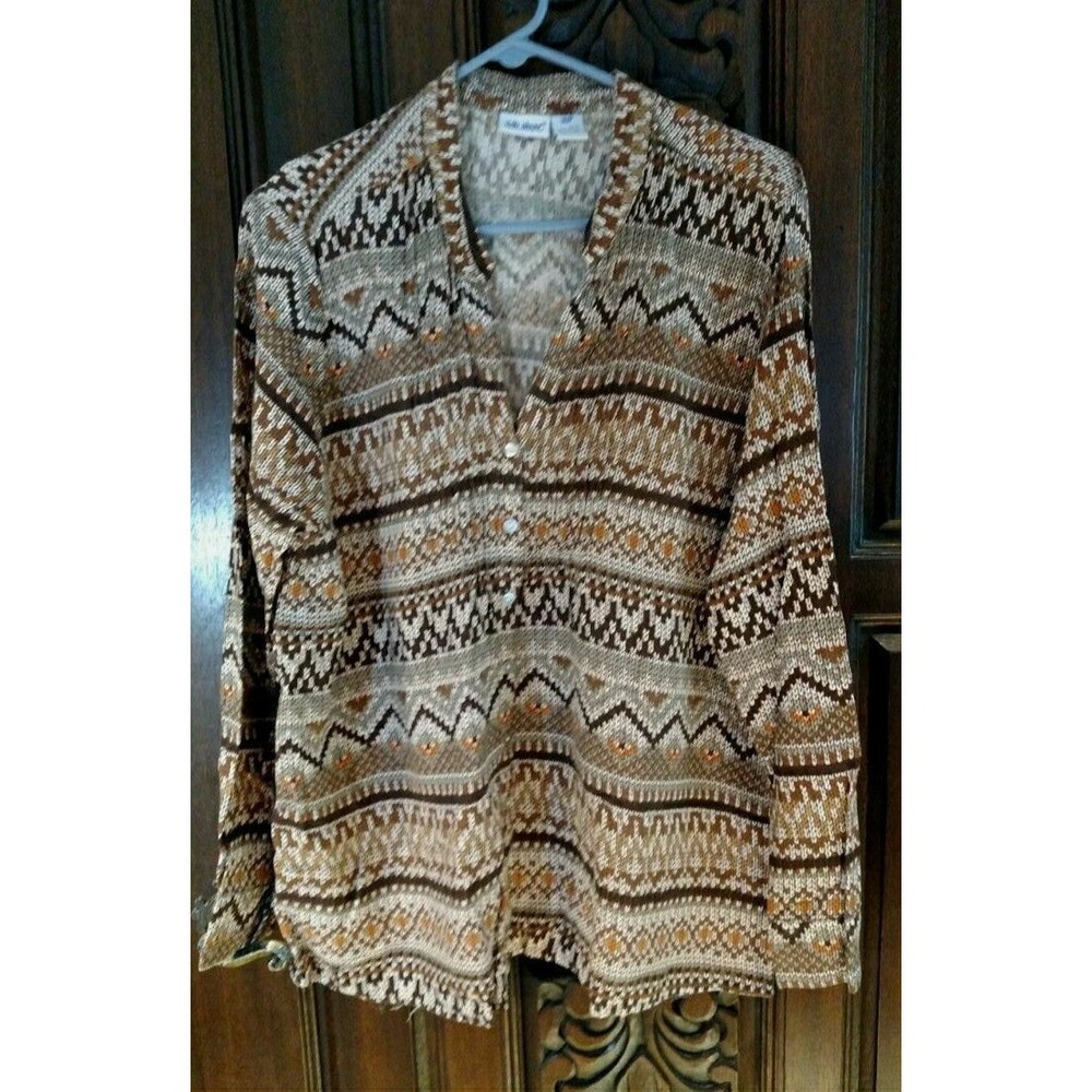 Vicki wayne brown blouse shirt top 18 petite 18p career fall winter